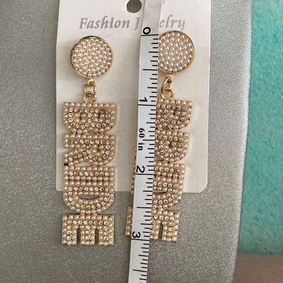 Stud earrings / ear piercings bride rhinestones - Picture 4 of 4